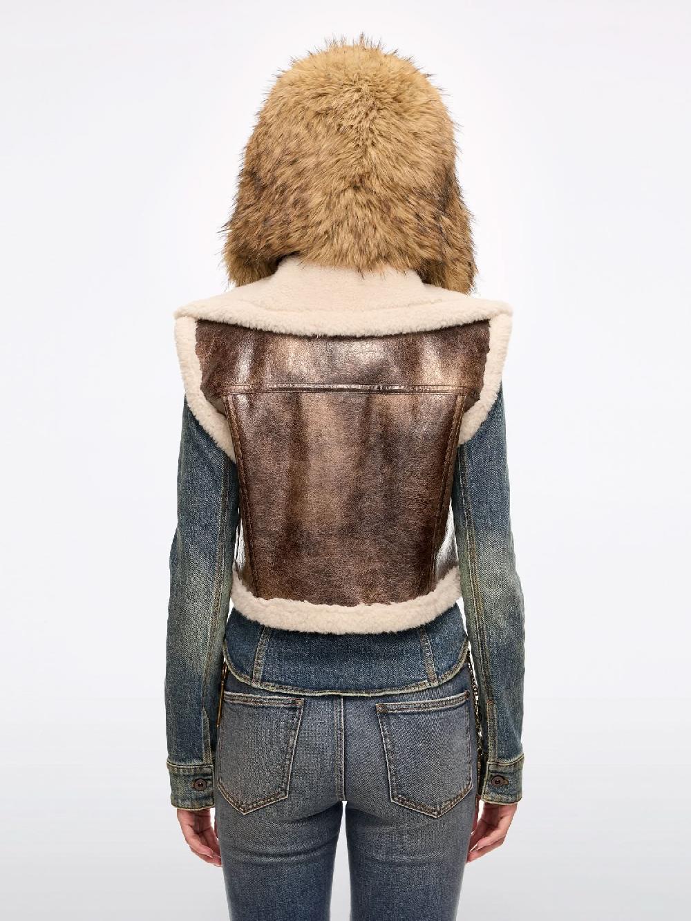 Miss Sixty ECO-FRIENDLY FAUX FUR VEST KHAKI