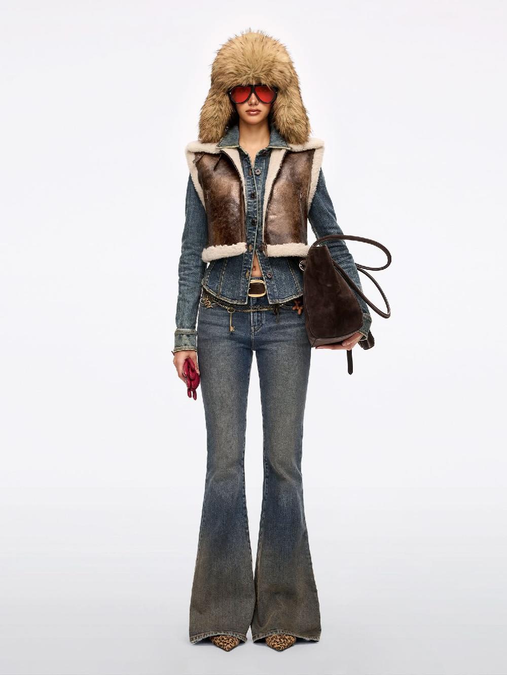 Miss Sixty ECO-FRIENDLY FAUX FUR VEST KHAKI