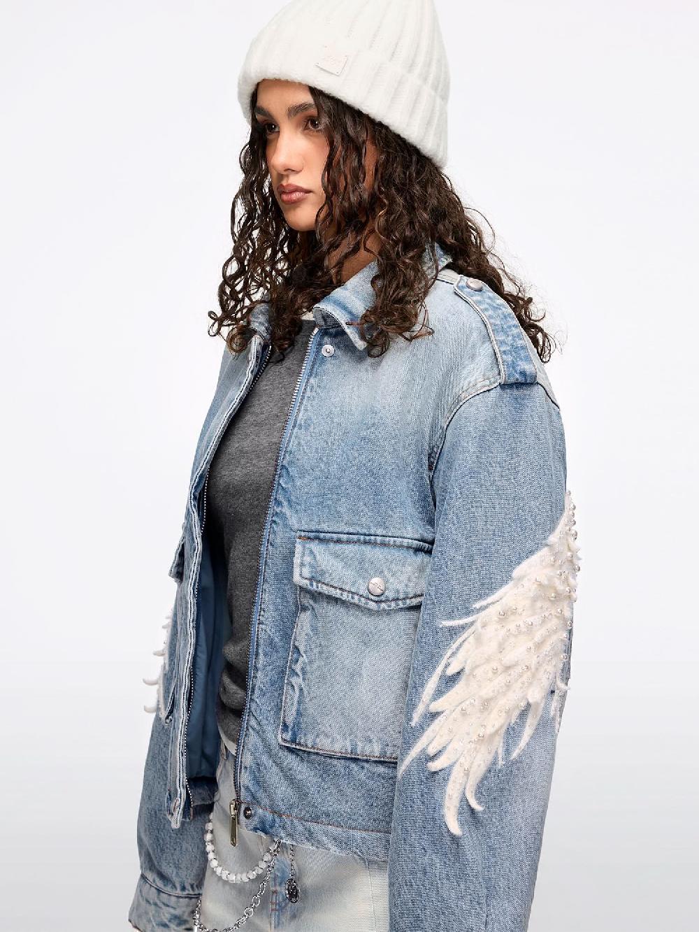 Miss Sixty EMBELLISHED DENIM JACKET LIGHT BLUE