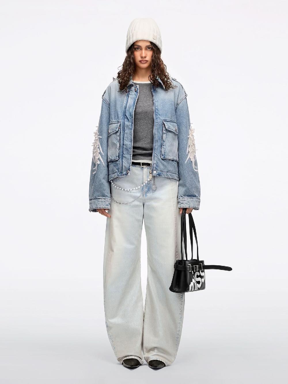 Miss Sixty EMBELLISHED DENIM JACKET LIGHT BLUE