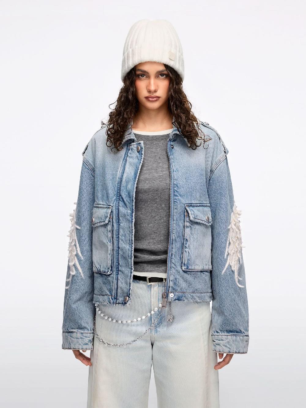 miss sixty EMBELLISHED DENIM JACKET LIGHT BLUE