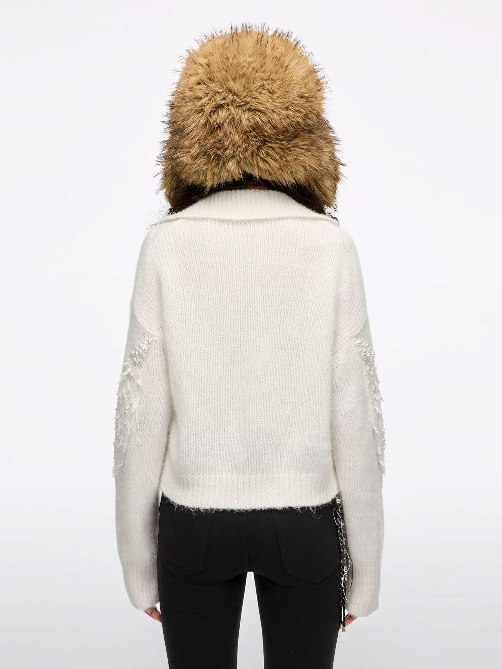 Miss Sixty EMBELLISHED KNIT CARDIGAN OFF WHITE