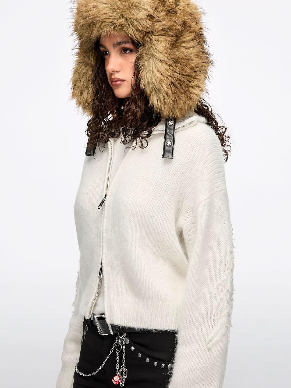 Miss Sixty EMBELLISHED KNIT CARDIGAN OFF WHITE