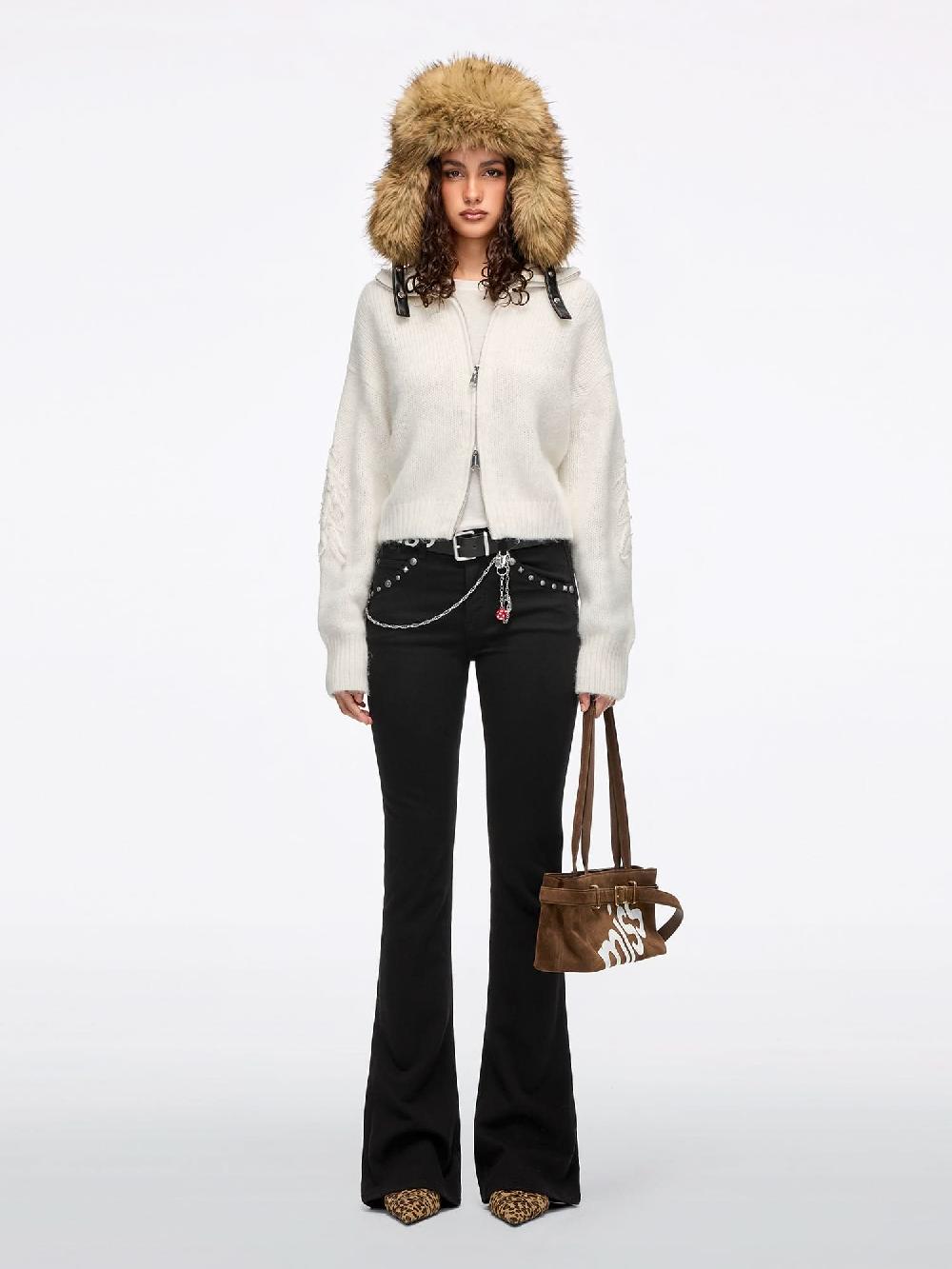 Miss Sixty EMBELLISHED KNIT CARDIGAN OFF WHITE