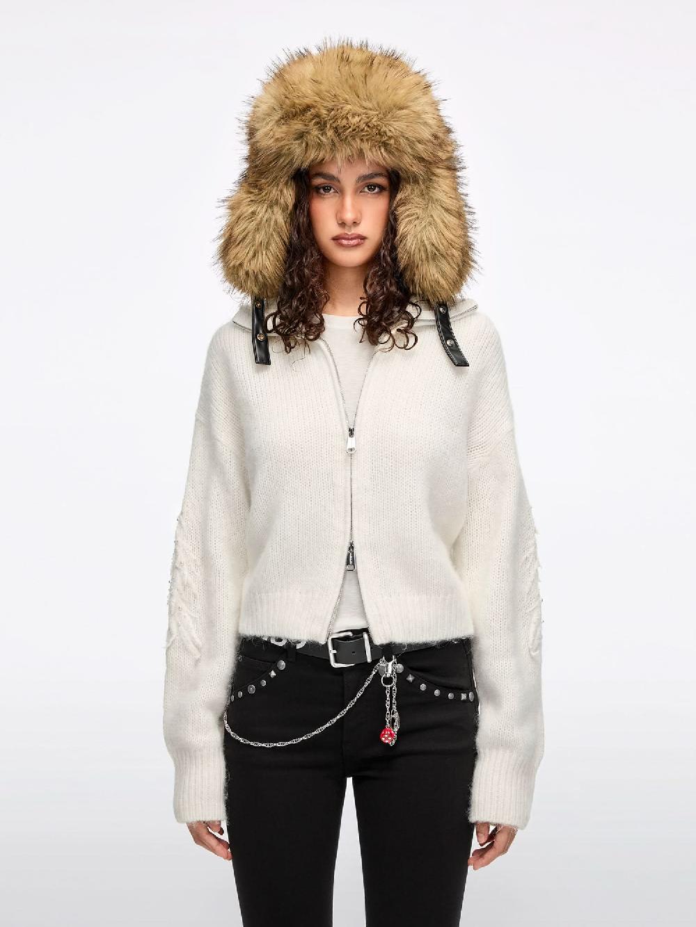 miss sixty EMBELLISHED KNIT CARDIGAN OFF WHITE