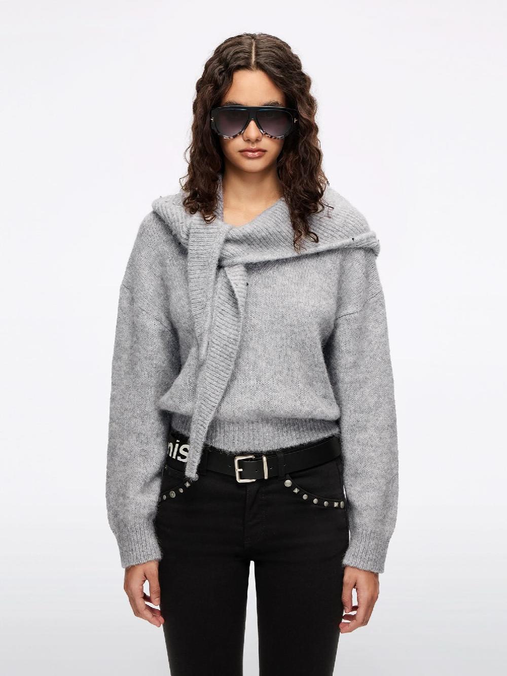 miss sixty EMBELLISHED KNIT TOP HEATHER GREY