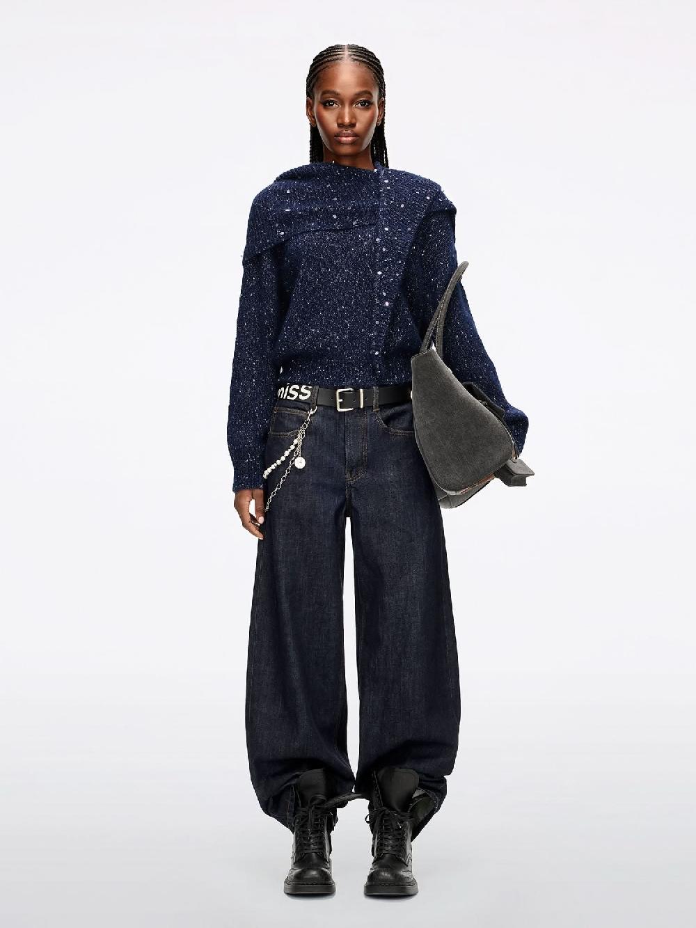 Miss Sixty EMBELLISHED KNIT TOP INDIGO