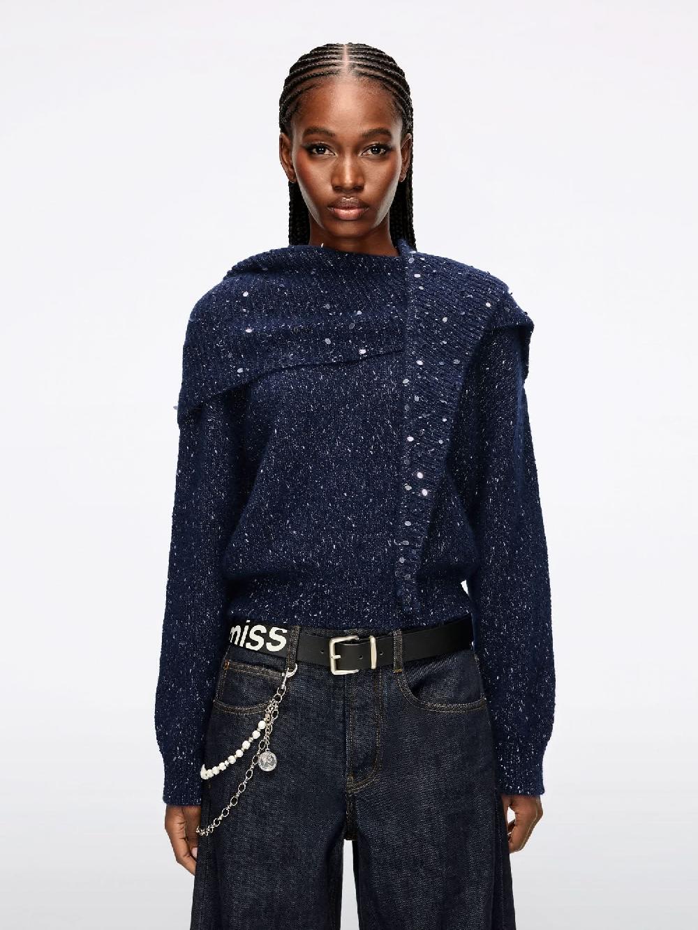 miss sixty EMBELLISHED KNIT TOP INDIGO