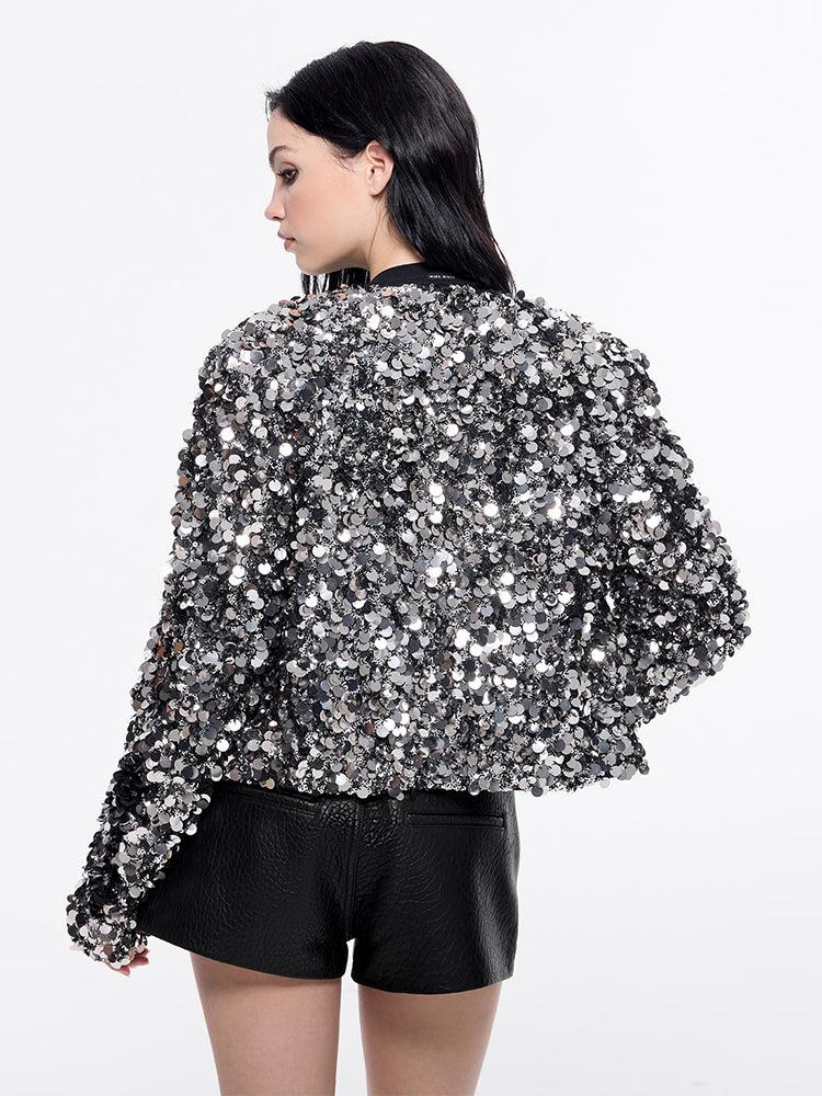 Miss Sixty EMBELLISHED QUILTED JACKET SILVER