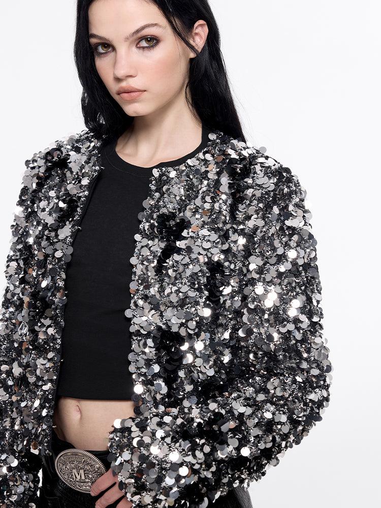 Miss Sixty EMBELLISHED QUILTED JACKET SILVER