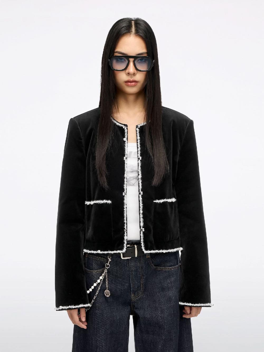 miss sixty EMBELLISHED VELVET JACKET BLACK