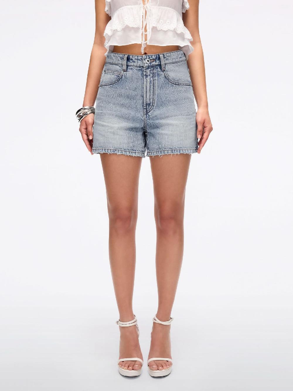 miss sixty EMBROIDERED DENIM SHORTS LIGHT BLUE