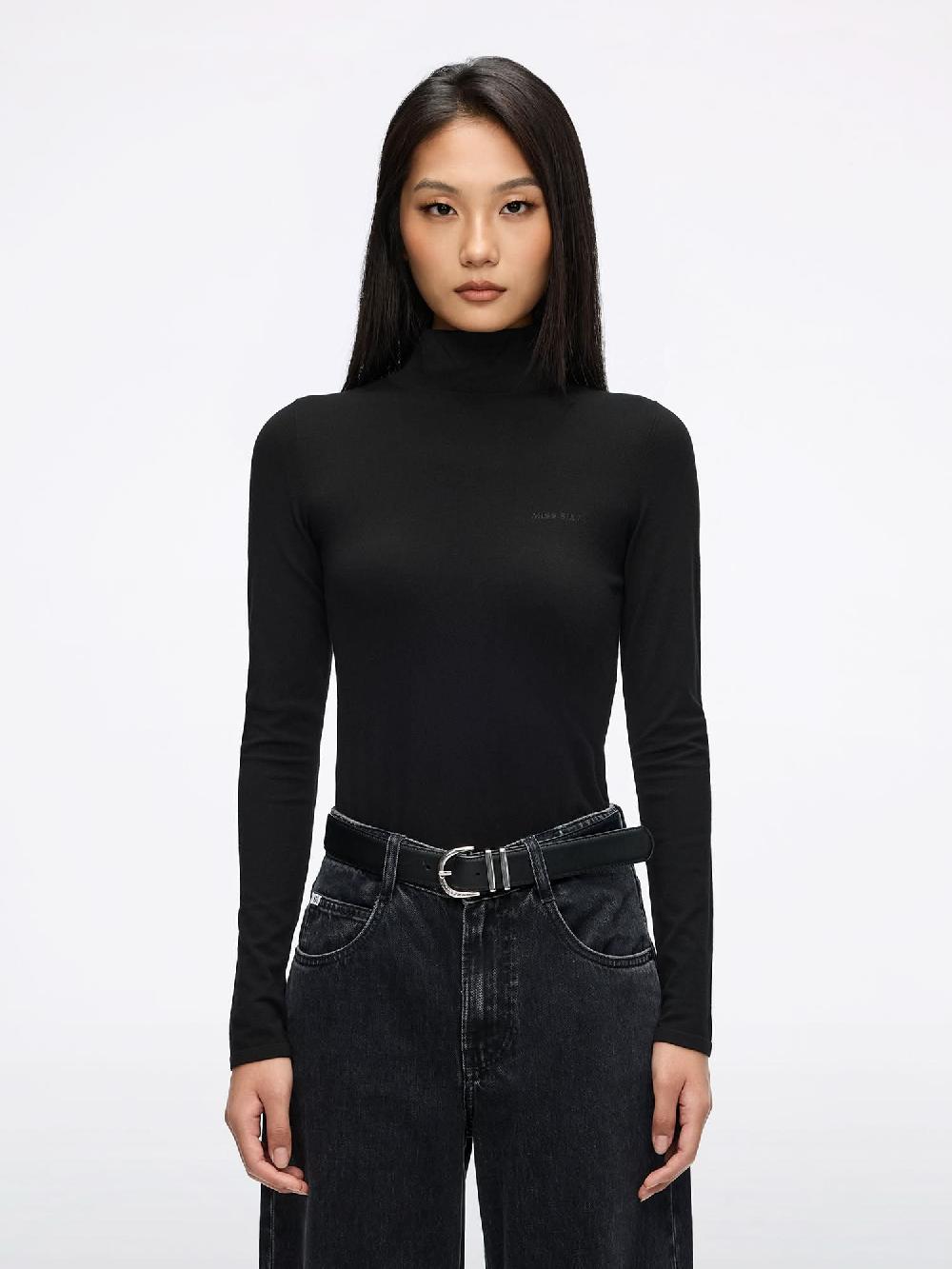 miss sixty EMBROIDERED KNIT TOP BLACK