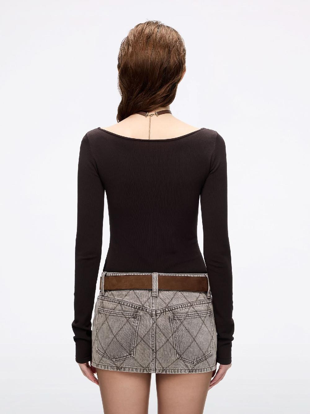 Miss Sixty EMBROIDERED KNIT TOP COFFEE