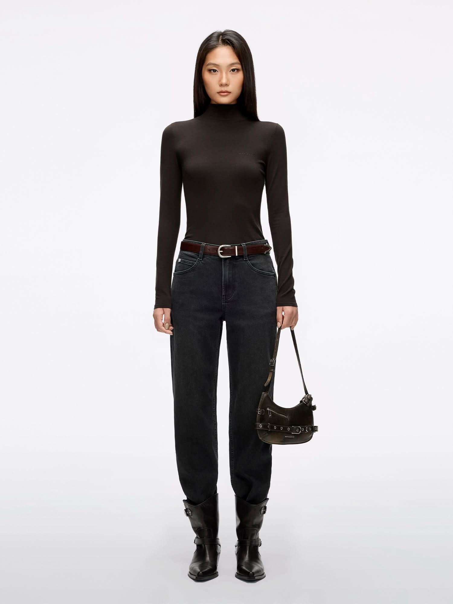 Miss Sixty EMBROIDERED KNIT TOP EBONY BROWN