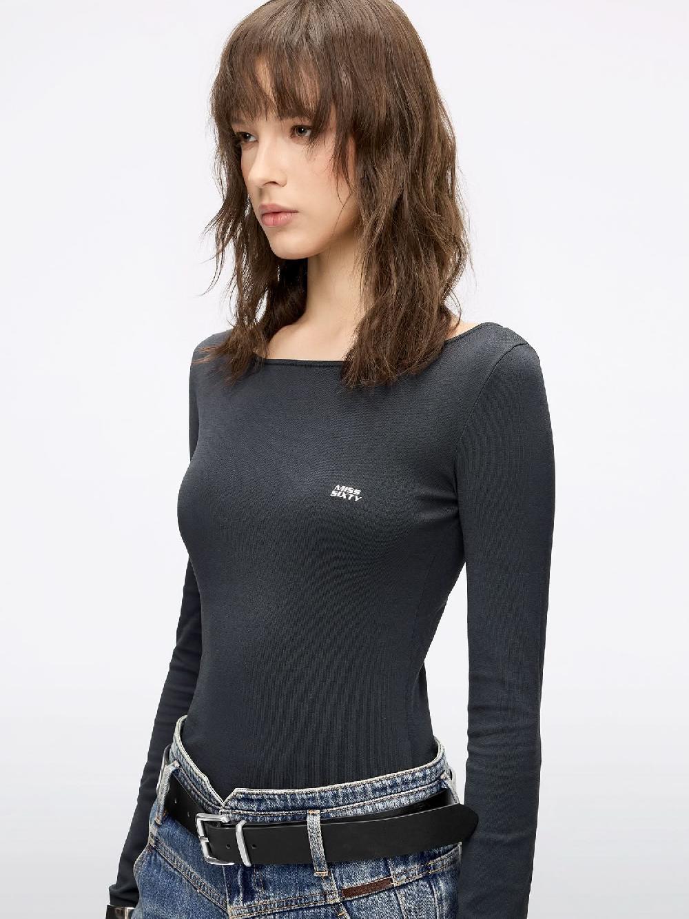 Miss Sixty EMBROIDERED KNIT TOP GREY