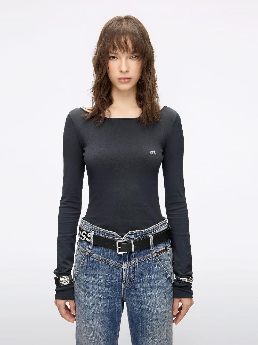 miss sixty EMBROIDERED KNIT TOP GREY