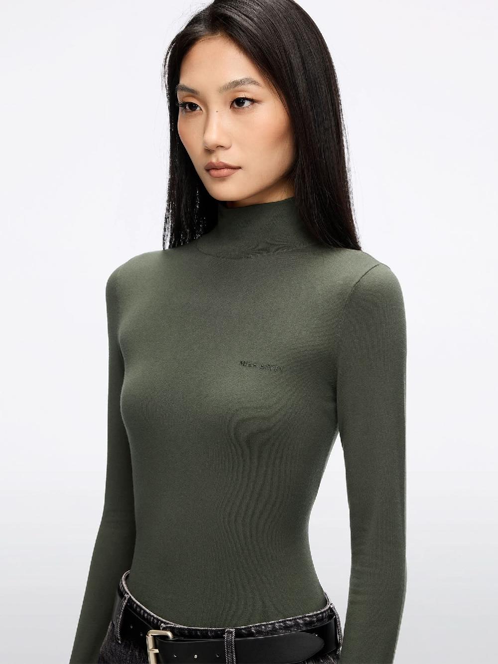 Miss Sixty EMBROIDERED KNIT TOP MOSS GREEN