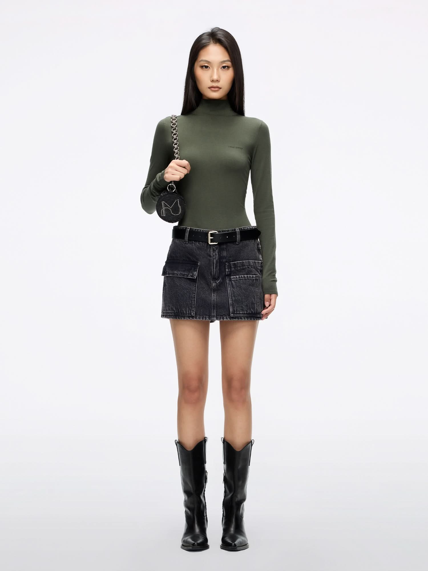 Miss Sixty EMBROIDERED KNIT TOP MOSS GREEN