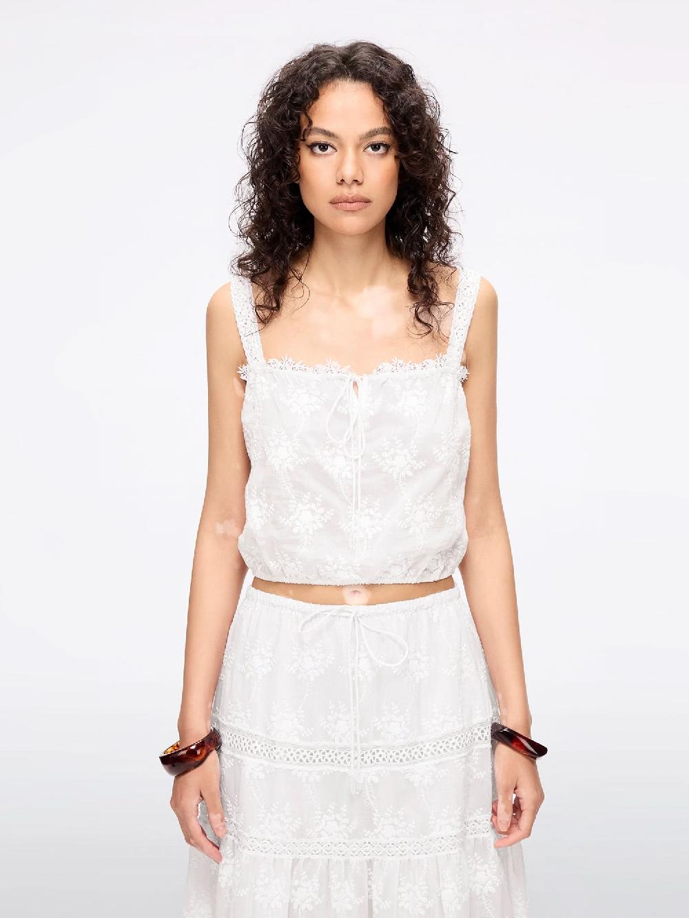 miss sixty EMBROIDERED STRAP VEST BRIGHT WHITE