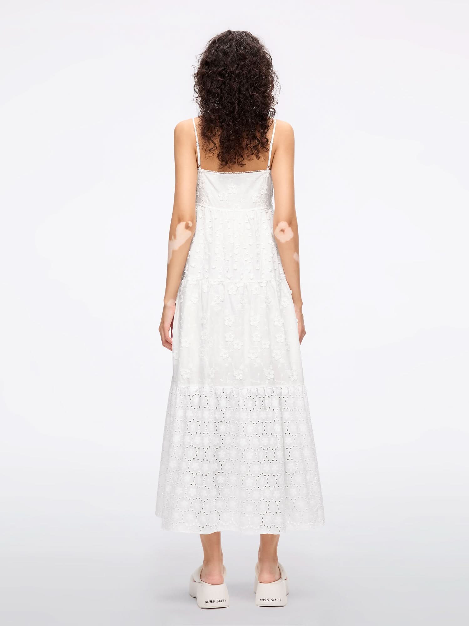 Miss Sixty EMBROIDERED STRAPPY DRESS WHITE