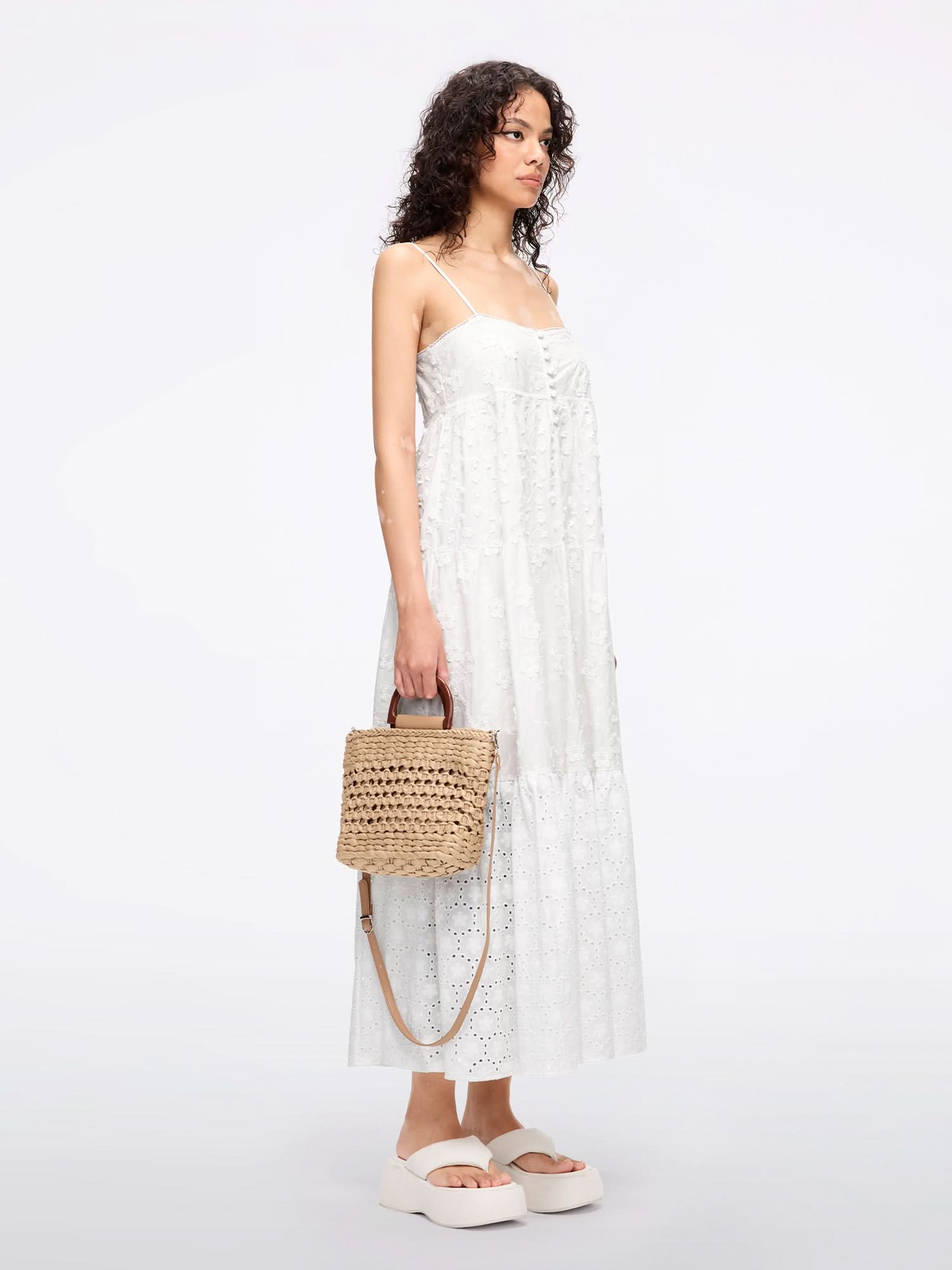 Miss Sixty EMBROIDERED STRAPPY DRESS WHITE