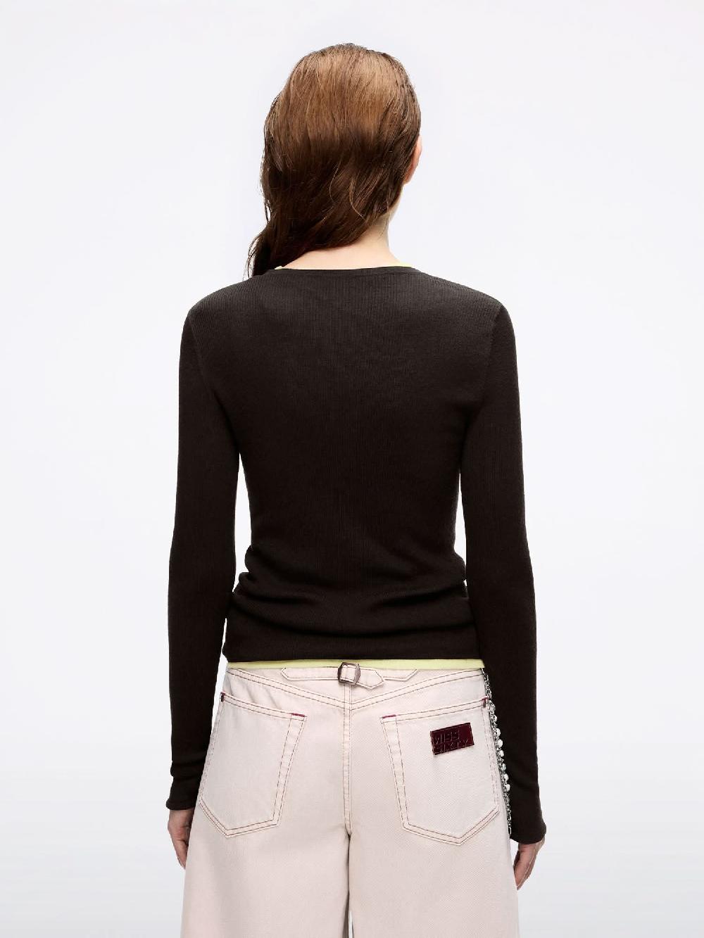 Miss Sixty FAUX LAYERED KNIT TOP EBONY BROWN