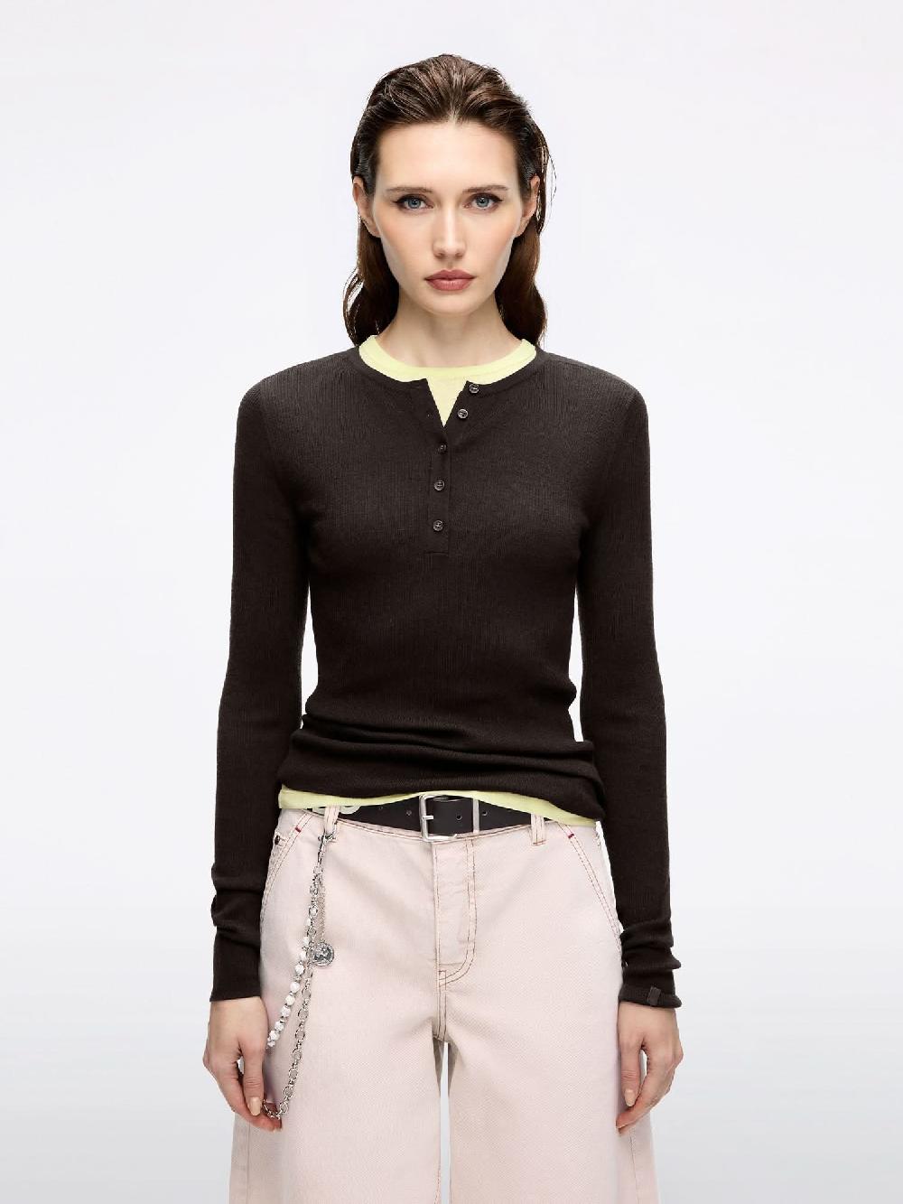 miss sixty FAUX LAYERED KNIT TOP EBONY BROWN