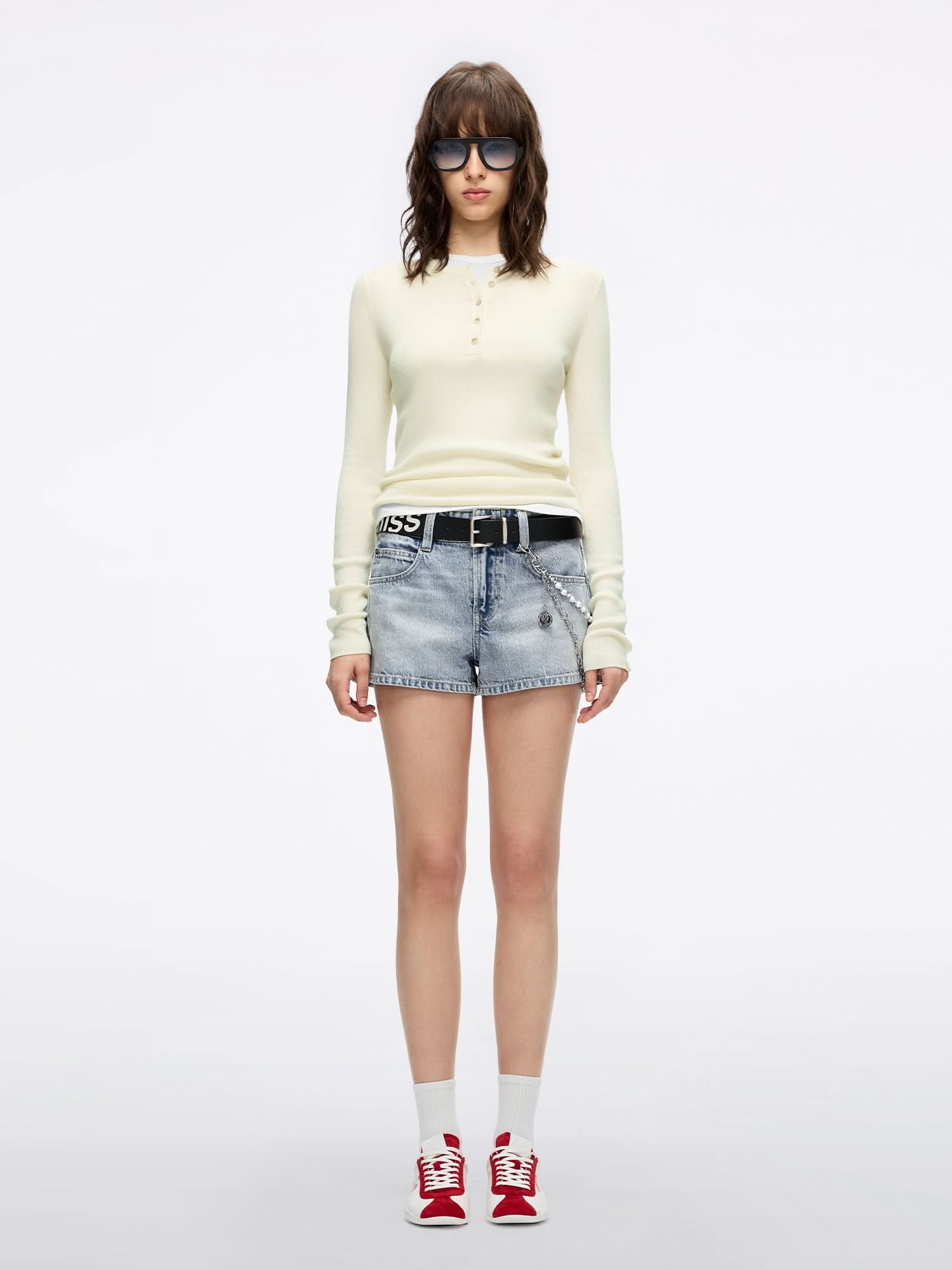 Miss Sixty FAUX LAYERED KNIT TOP WHITE