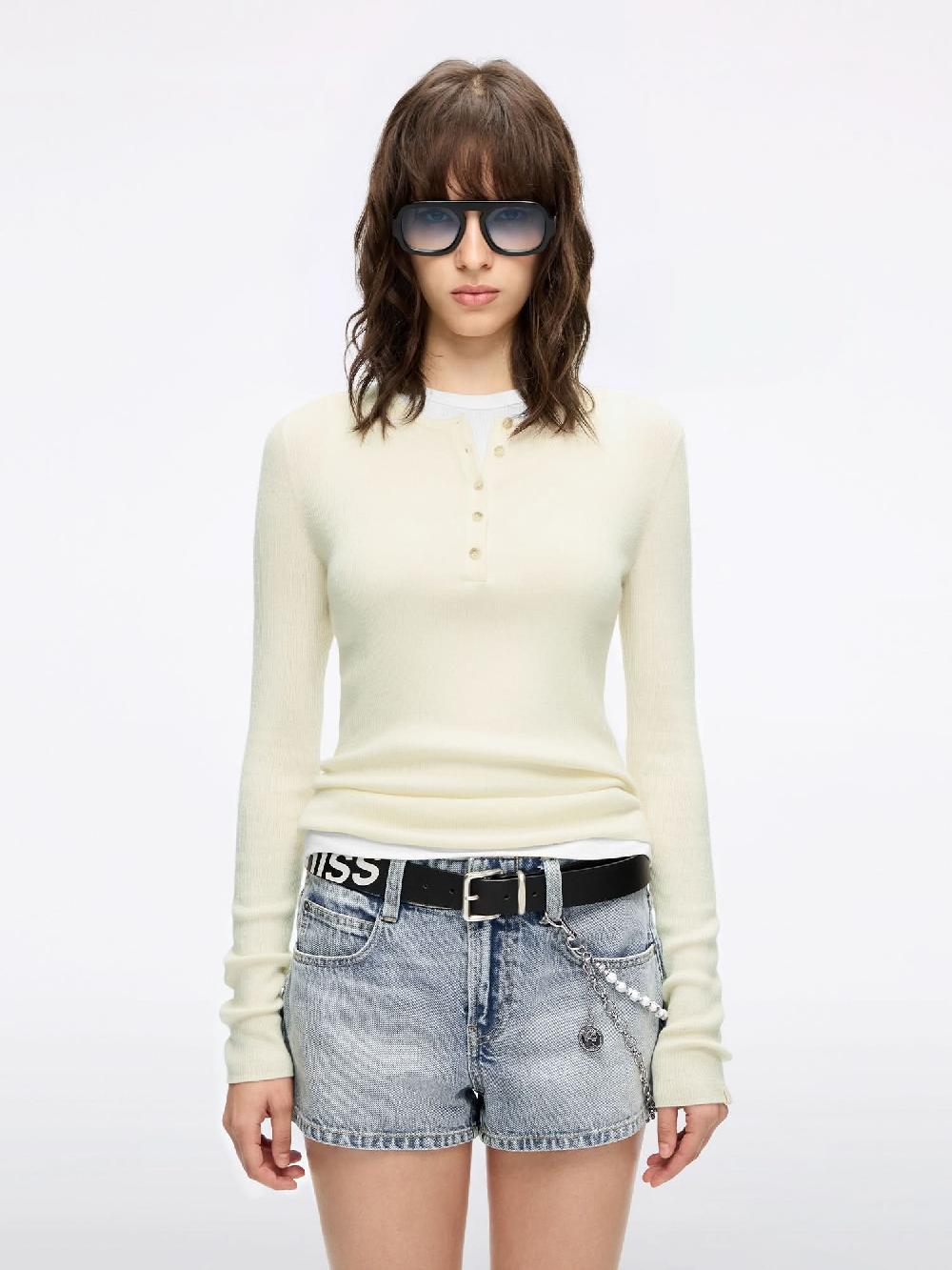 miss sixty FAUX LAYERED KNIT TOP WHITE