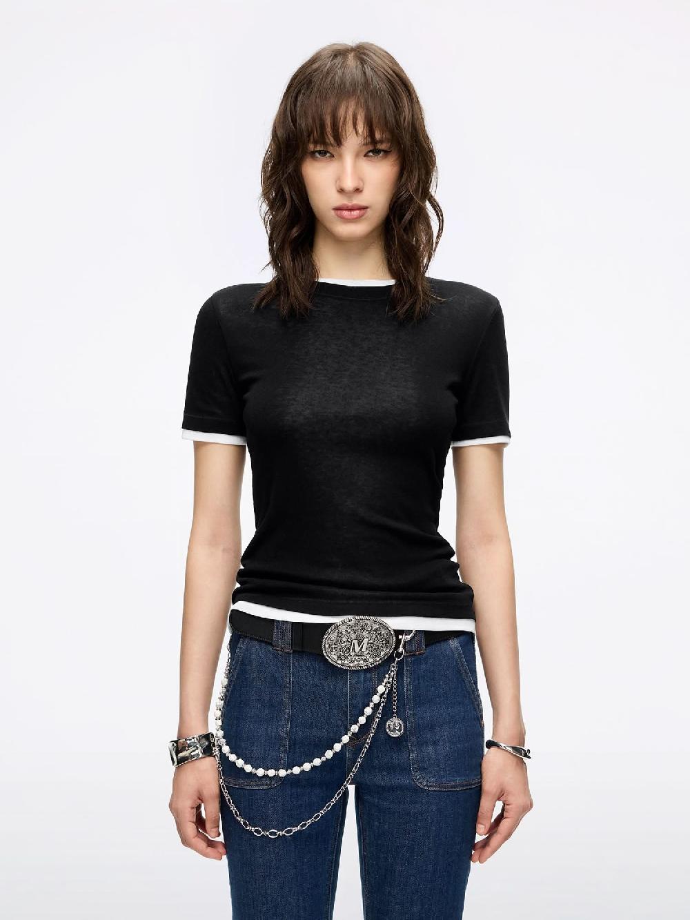 miss sixty FAUX LAYERED T-SHIRT BLACK