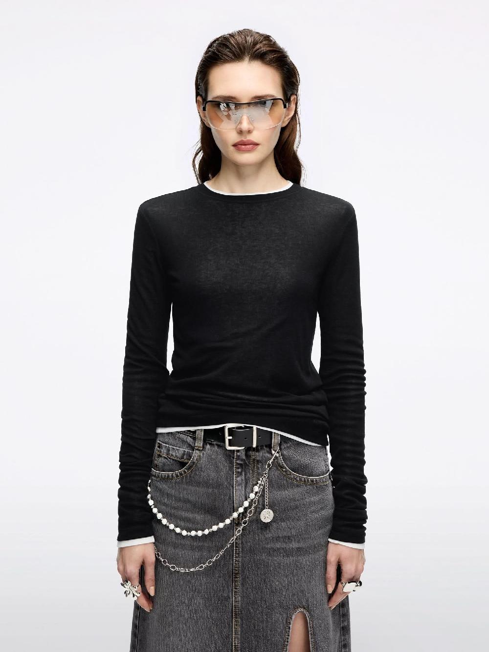 miss sixty FAUX LAYERED T-SHIRT BLACK