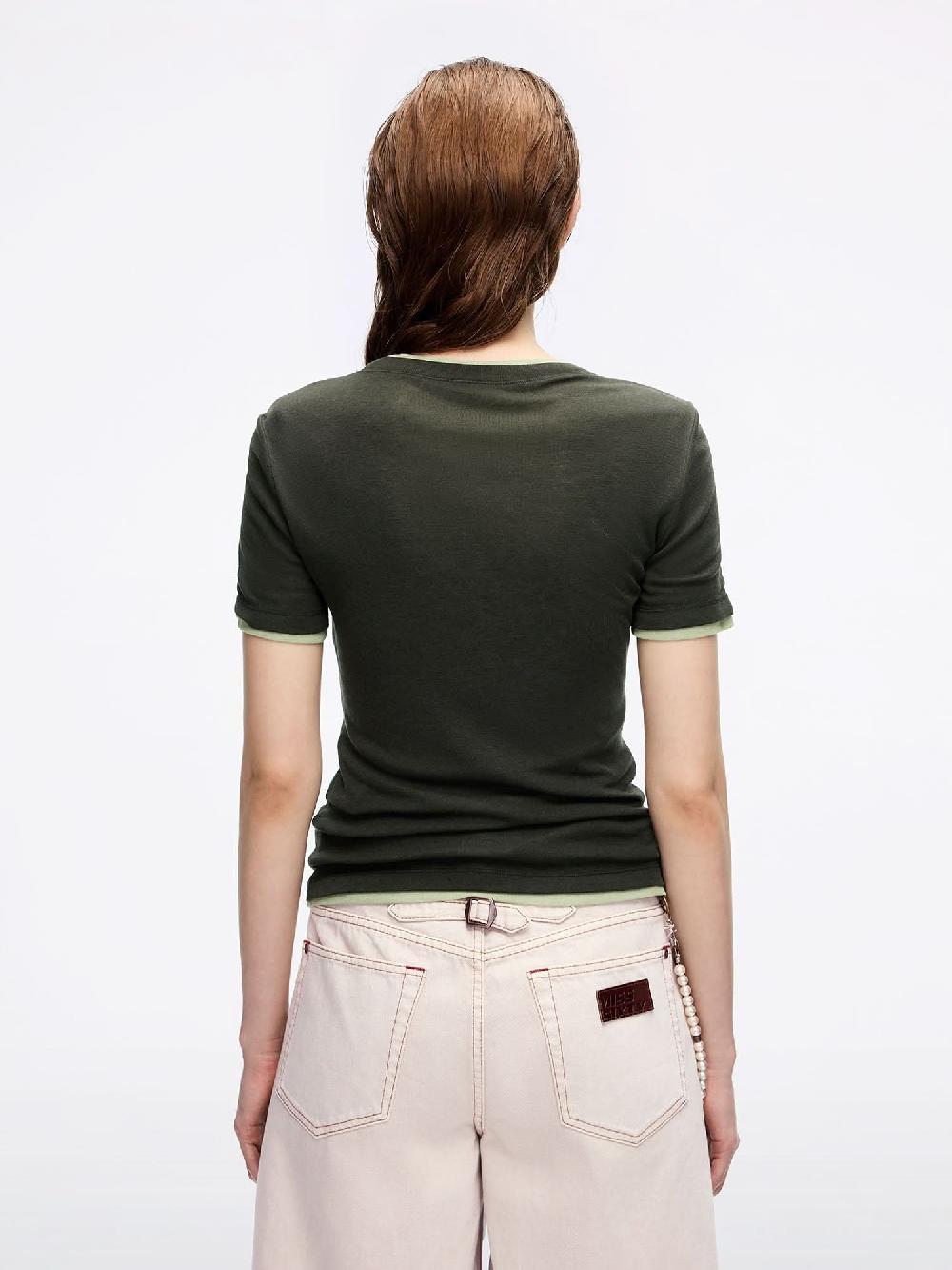Miss Sixty FAUX LAYERED T-SHIRT BROWN GREEN