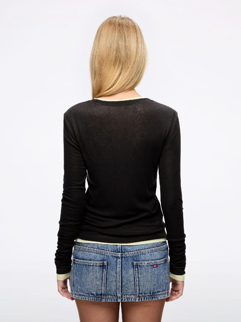 Miss Sixty FAUX LAYERED T-SHIRT EBONY BROWN