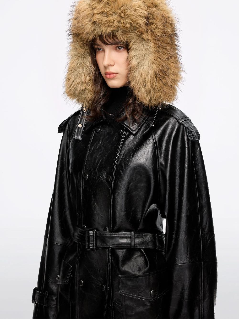 Miss Sixty FAUX LEATHER JACKET WITH BELT BLACK