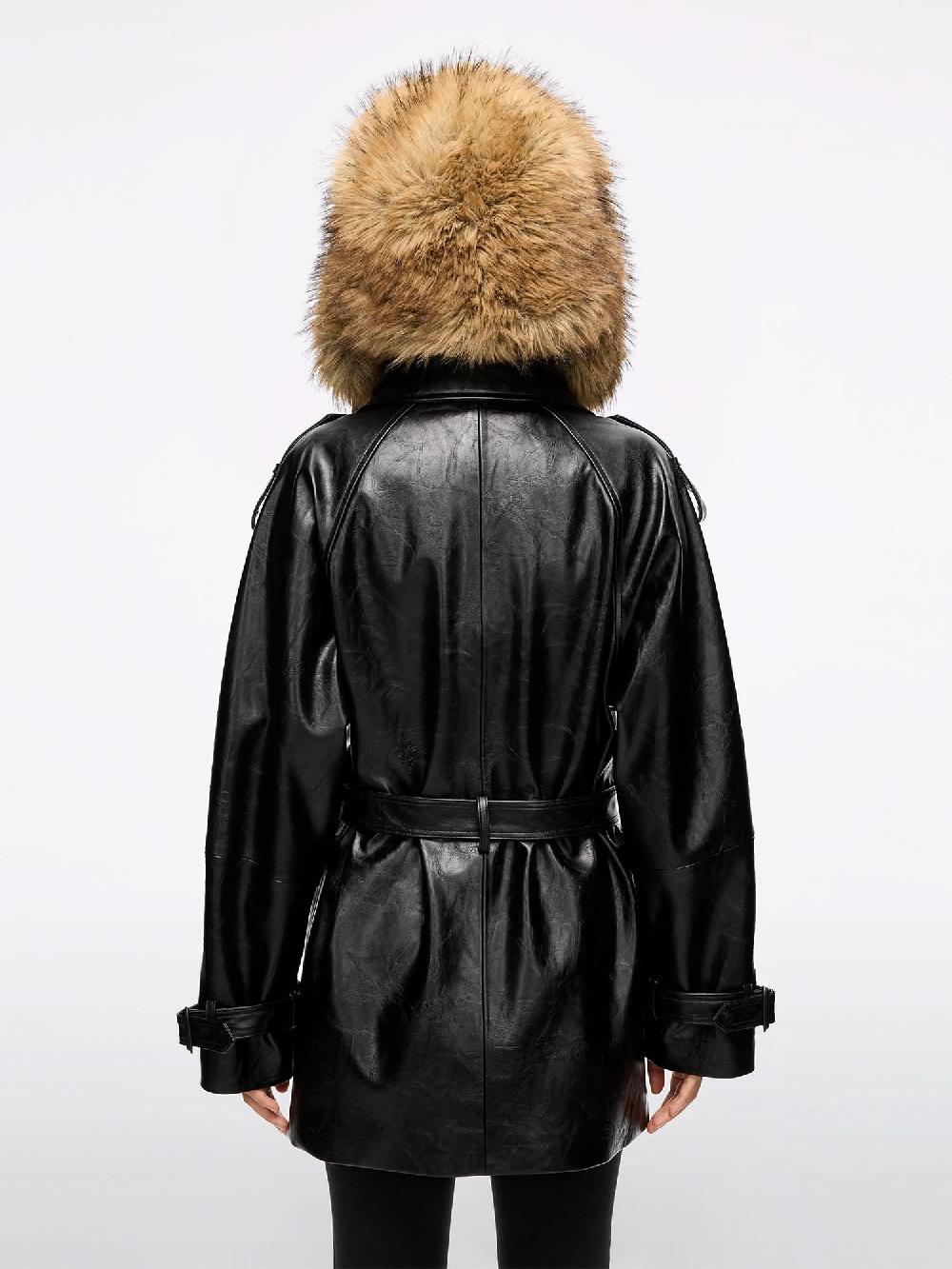 Miss Sixty FAUX LEATHER JACKET WITH BELT BLACK