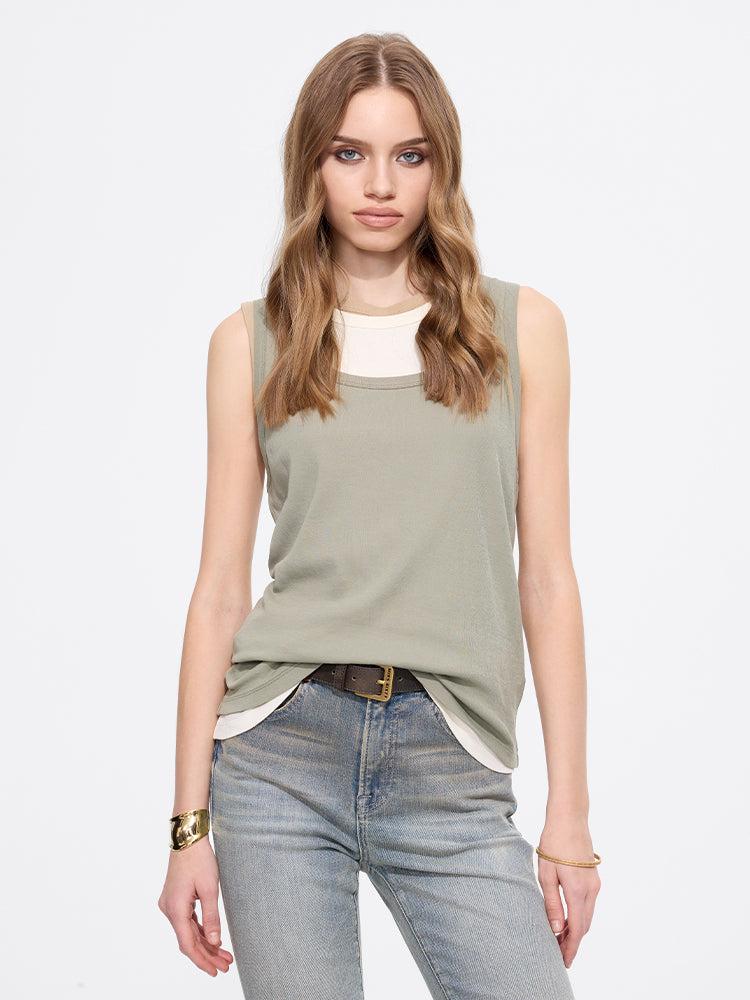 miss sixty FAUX THREE-PIECE T-SHIRT GREEN GREY