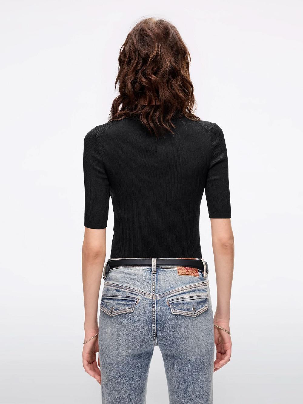 Miss Sixty FITTED CROPPED KNIT TOP BLACK