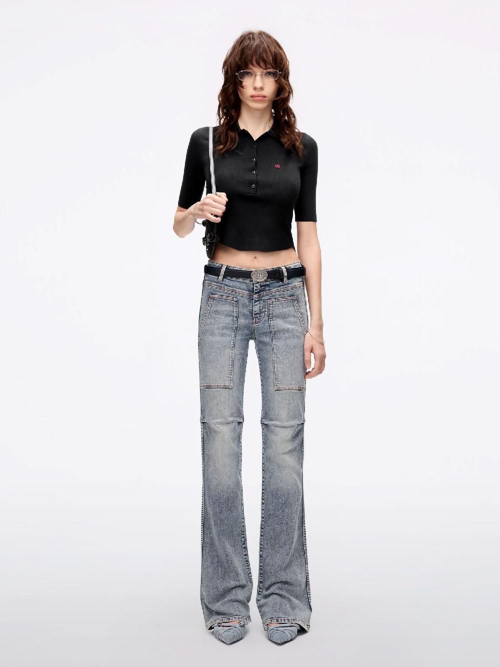 Miss Sixty FITTED CROPPED KNIT TOP BLACK