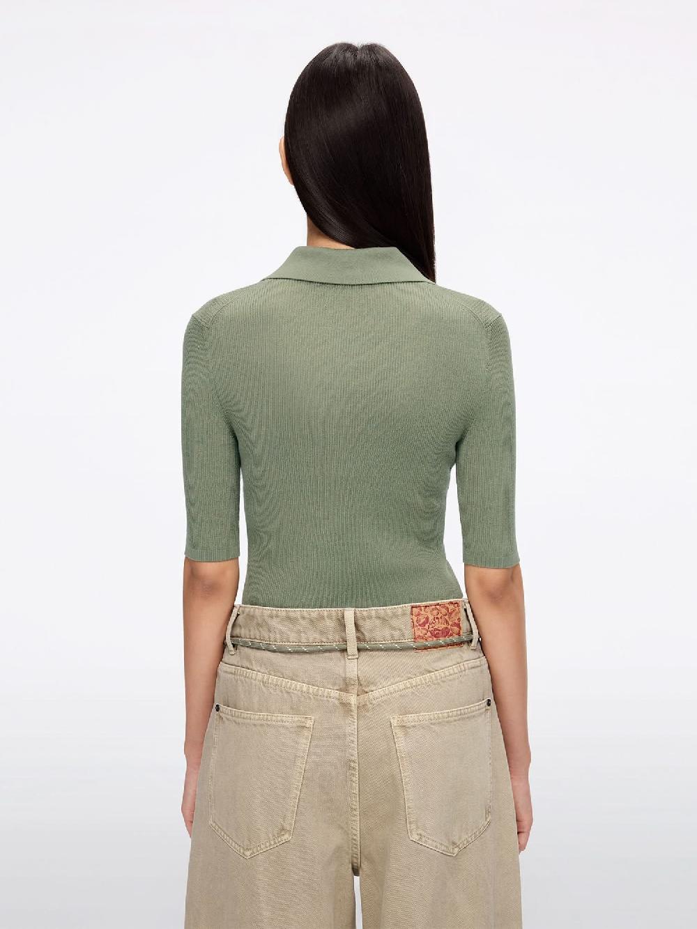 Miss Sixty FITTED CROPPED KNIT TOP GREEN