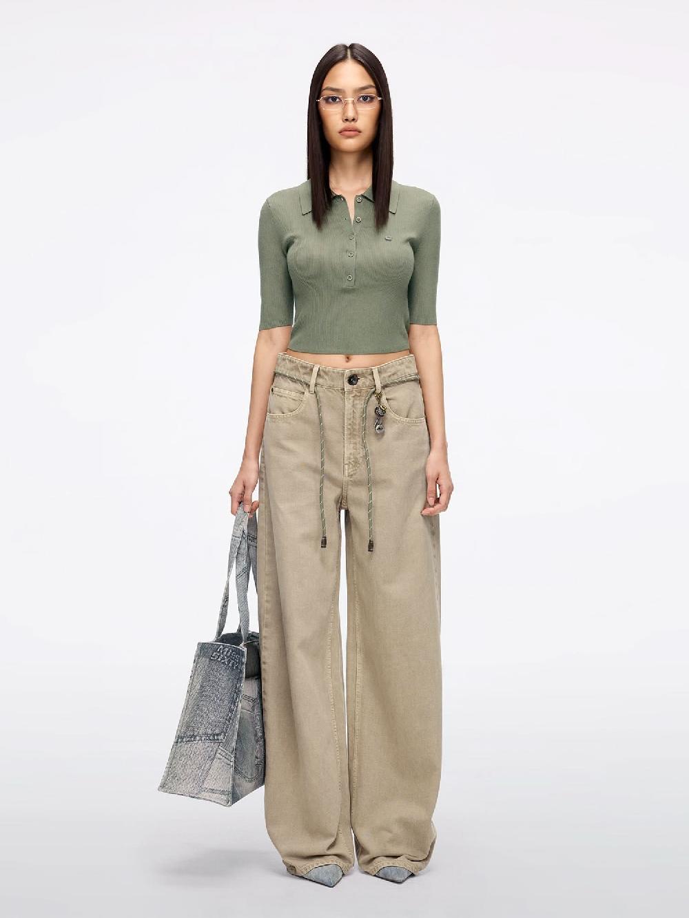 Miss Sixty FITTED CROPPED KNIT TOP GREEN