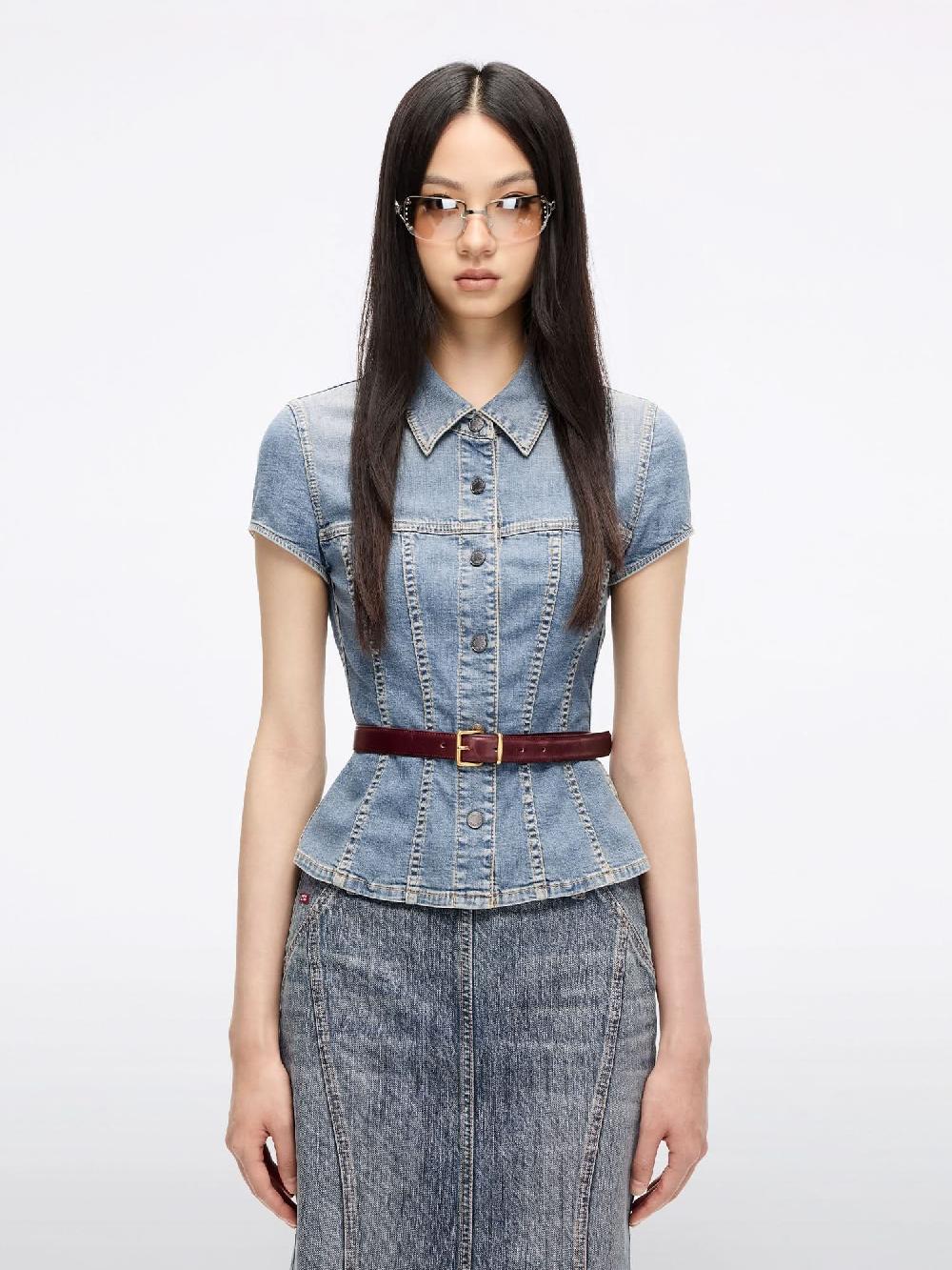 miss sixty FITTED DENIM SHIRT MIDDLE BLUE