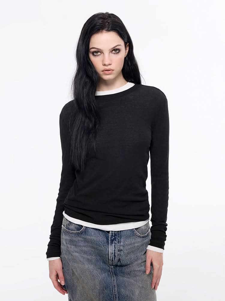 miss sixty FITTED LONG SLEEVE TEE BLACK