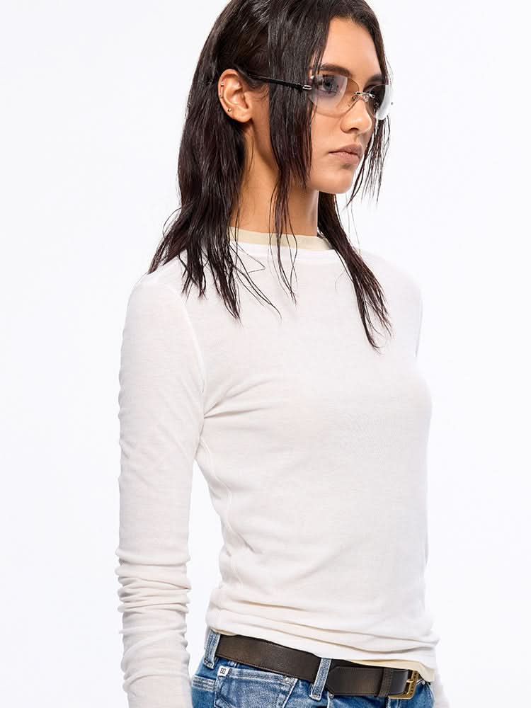 Miss Sixty FITTED LONG SLEEVE TEE BRIGHT WHITE