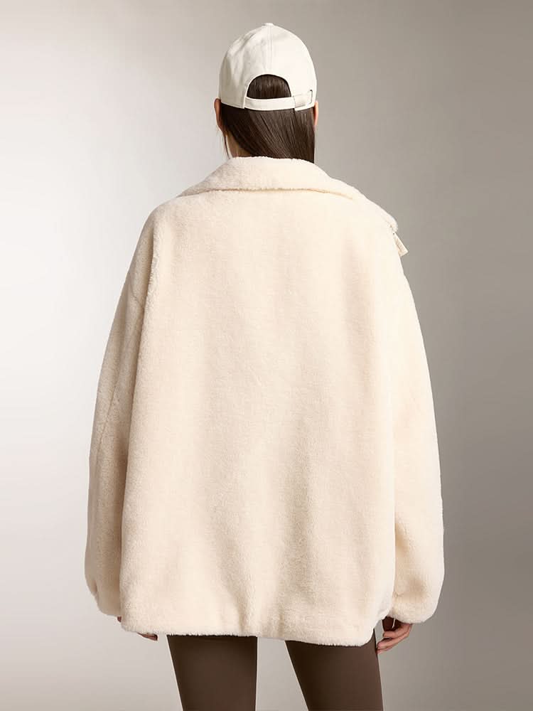 Miss Sixty FLANNEL NECK FLEECE JACKET OFF WHITE