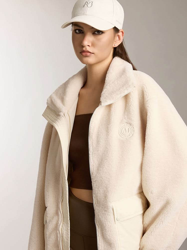 Miss Sixty FLANNEL NECK FLEECE JACKET OFF WHITE