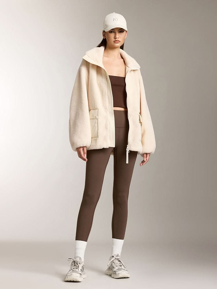 Miss Sixty FLANNEL NECK FLEECE JACKET OFF WHITE