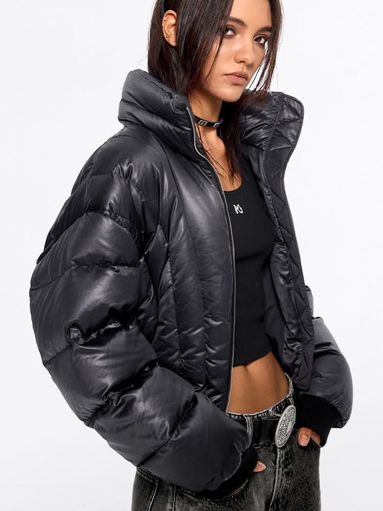 Miss Sixty FLANNEL NECK PUFFY JACKET BLACK