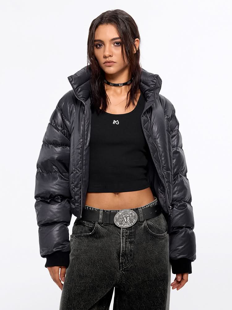 miss sixty FLANNEL NECK PUFFY JACKET BLACK