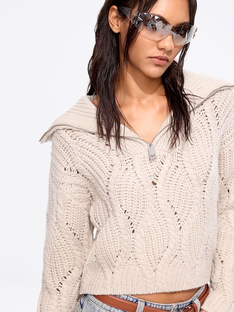 Miss Sixty FLANNEL NECK SWEATER KHAKI